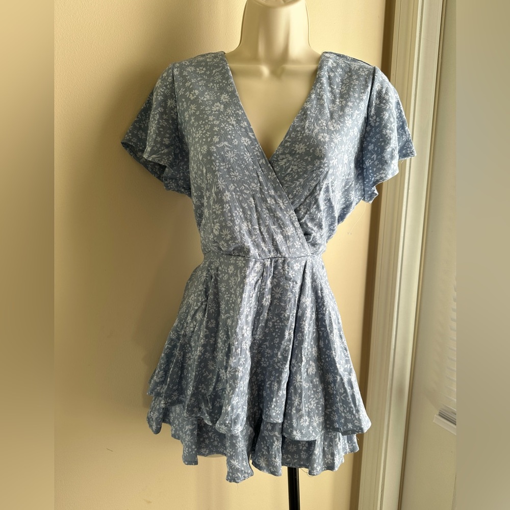 Flowery Blue Short Romper